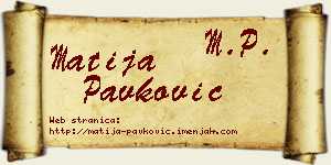 Matija Pavković vizit kartica